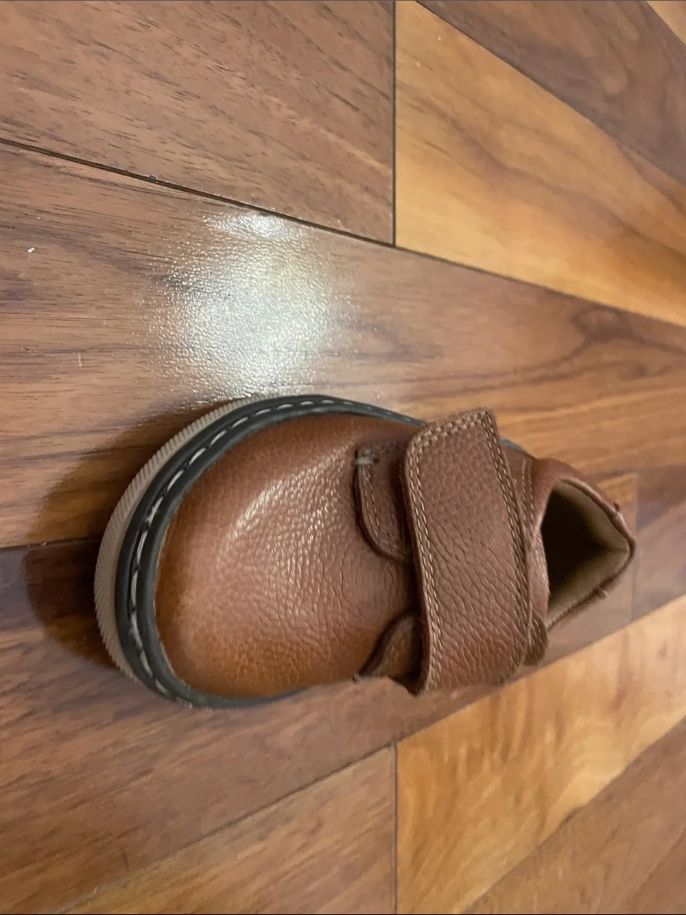 Johnston & Murphy Toddler Brown Leather Velcro Shoes
